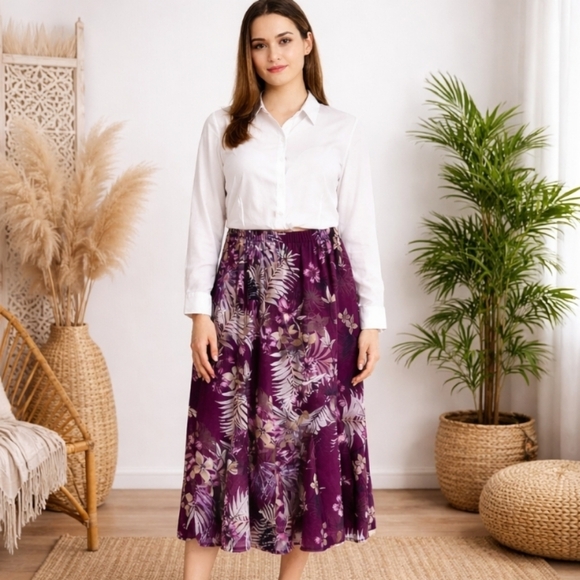 TanJay Dresses & Skirts - Tanjay | Vintage 90's Boho Purple White Flared Skirt